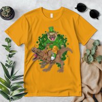 Funny St Patrick Pug On T-Rex Premium T-Shirt