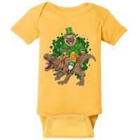 Funny St Patrick Pug On T-Rex Baby Bodysuit