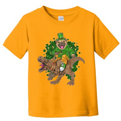 Funny St Patrick Pug On T-Rex Toddler T-Shirt