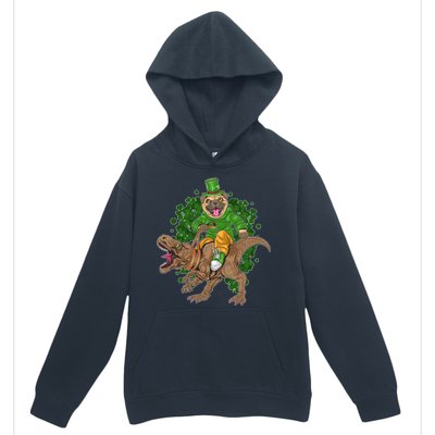 Funny St Patrick Pug On T-Rex Urban Pullover Hoodie