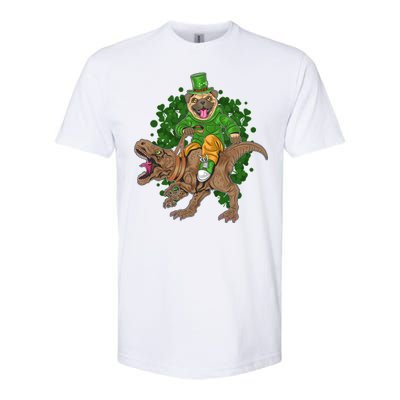 Funny St Patrick Pug On T-Rex Softstyle® CVC T-Shirt