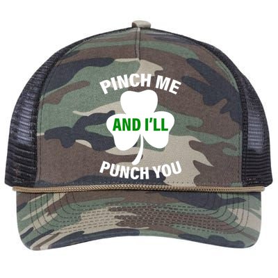 Funny St Patricks Day - Pinch Me I'll Punch You Retro Rope Trucker Hat Cap