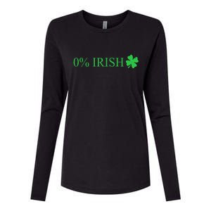 Funny St Patrick's Day 0 Percent Zero Percent Irish Womens Cotton Relaxed Long Sleeve T-Shirt