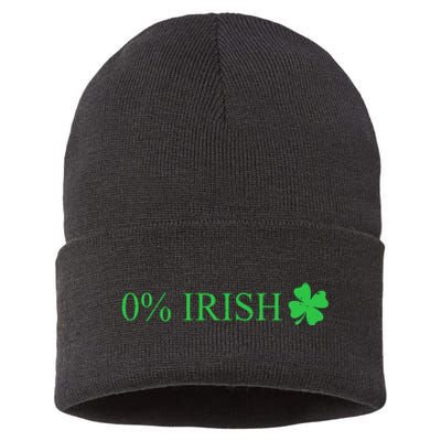 Funny St Patrick's Day 0 Percent Zero Percent Irish Sustainable Knit Beanie