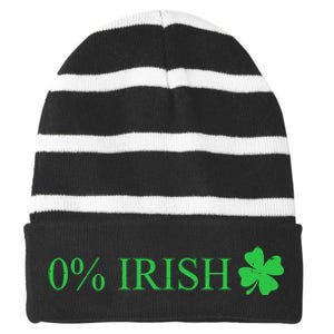 Funny St Patrick's Day 0 Percent Zero Percent Irish Striped Beanie with Solid Band