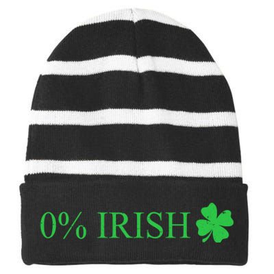 Funny St Patrick's Day 0 Percent Zero Percent Irish Striped Beanie with Solid Band