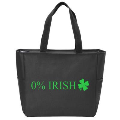 Funny St Patrick's Day 0 Percent Zero Percent Irish Zip Tote Bag