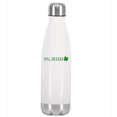 Funny St Patrick's Day 0 Percent Zero Percent Irish Stainless Steel Insulated Water Bottle