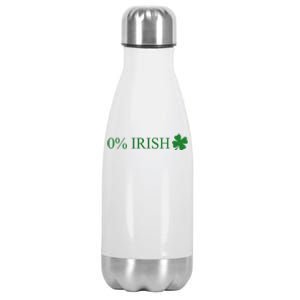 Funny St Patrick's Day 0 Percent Zero Percent Irish Stainless Steel Insulated Water Bottle