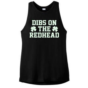 Funny St Patrick's Day Dibs On The Redhead Ladies PosiCharge Tri-Blend Wicking Tank