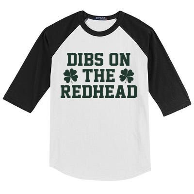 Funny St Patrick's Day Dibs On The Redhead Kids Colorblock Raglan Jersey