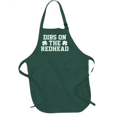 Funny St Patrick's Day Dibs On The Redhead Full-Length Apron With Pockets