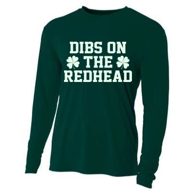 Funny St Patrick's Day Dibs On The Redhead Cooling Performance Long Sleeve Crew