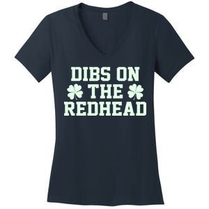 Funny St Patrick's Day Dibs On The Redhead Women's V-Neck T-Shirt