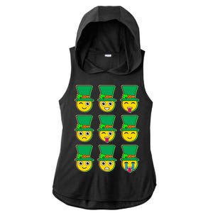 Funny St Patrick's Day Irish Emojis Ladies PosiCharge Tri-Blend Wicking Draft Hoodie Tank