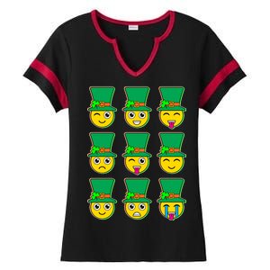 Funny St Patrick's Day Irish Emojis Ladies Halftime Notch Neck Tee