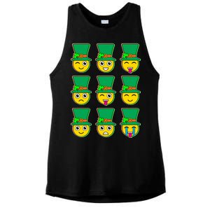 Funny St Patrick's Day Irish Emojis Ladies PosiCharge Tri-Blend Wicking Tank