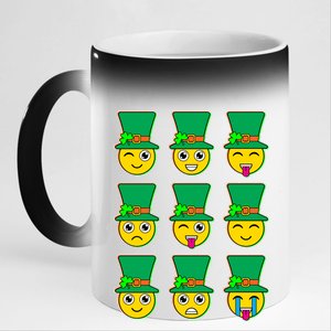 Funny St Patrick's Day Irish Emojis 11oz Black Color Changing Mug