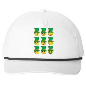 Funny St Patrick's Day Irish Emojis Snapback Five-Panel Rope Hat