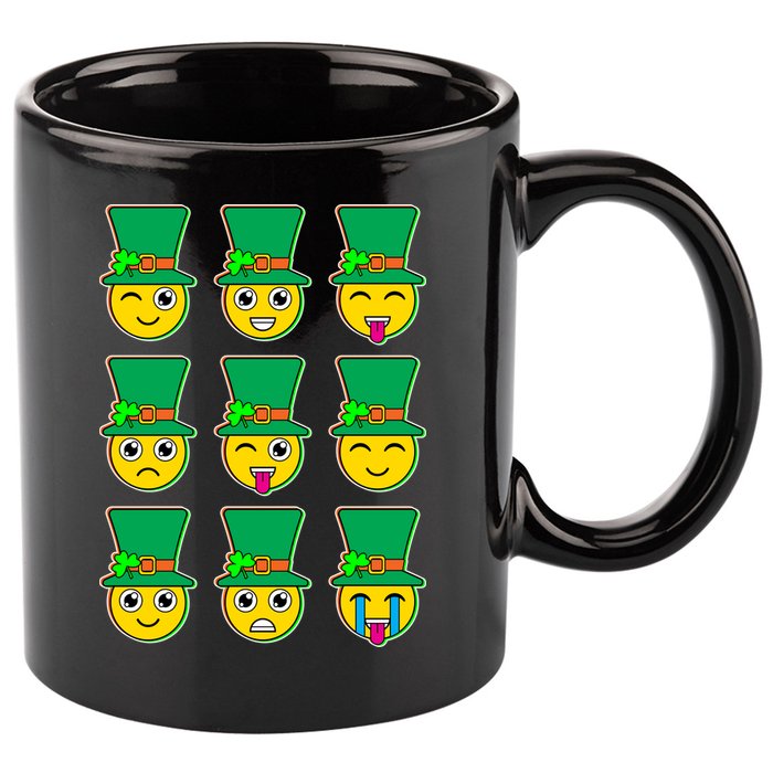 Funny St Patrick's Day Irish Emojis 11oz C Handle Ceramic Mug
