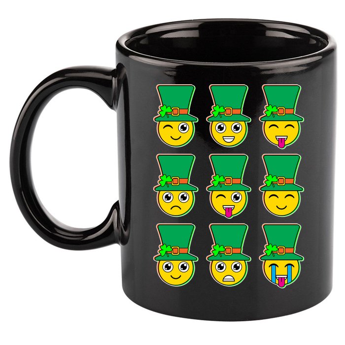 Funny St Patrick's Day Irish Emojis 11oz C Handle Ceramic Mug
