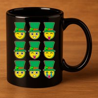 Funny St Patrick's Day Irish Emojis 11oz C Handle Ceramic Mug