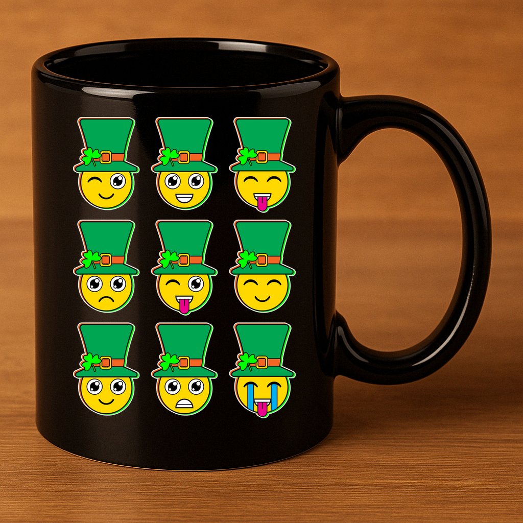 Funny St Patrick's Day Irish Emojis 11oz C Handle Ceramic Mug