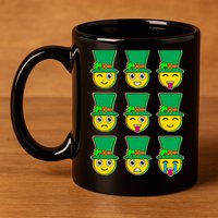 Funny St Patrick's Day Irish Emojis 11oz C Handle Ceramic Mug