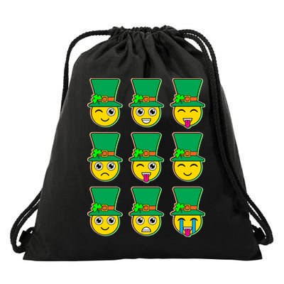 Funny St Patrick's Day Irish Emojis Drawstring Bag