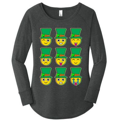Funny St Patrick's Day Irish Emojis Women's Perfect Tri Tunic Long Sleeve Shirt