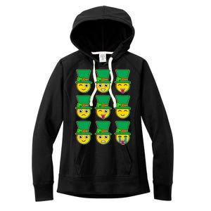 Funny St Patrick's Day Irish Emojis Women's Fleece Hoodie