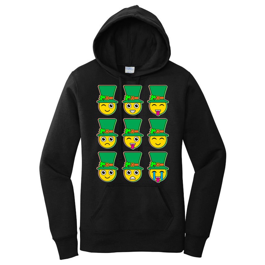 Funny St Patrick's Day Irish Emojis Women's Pullover Hoodie