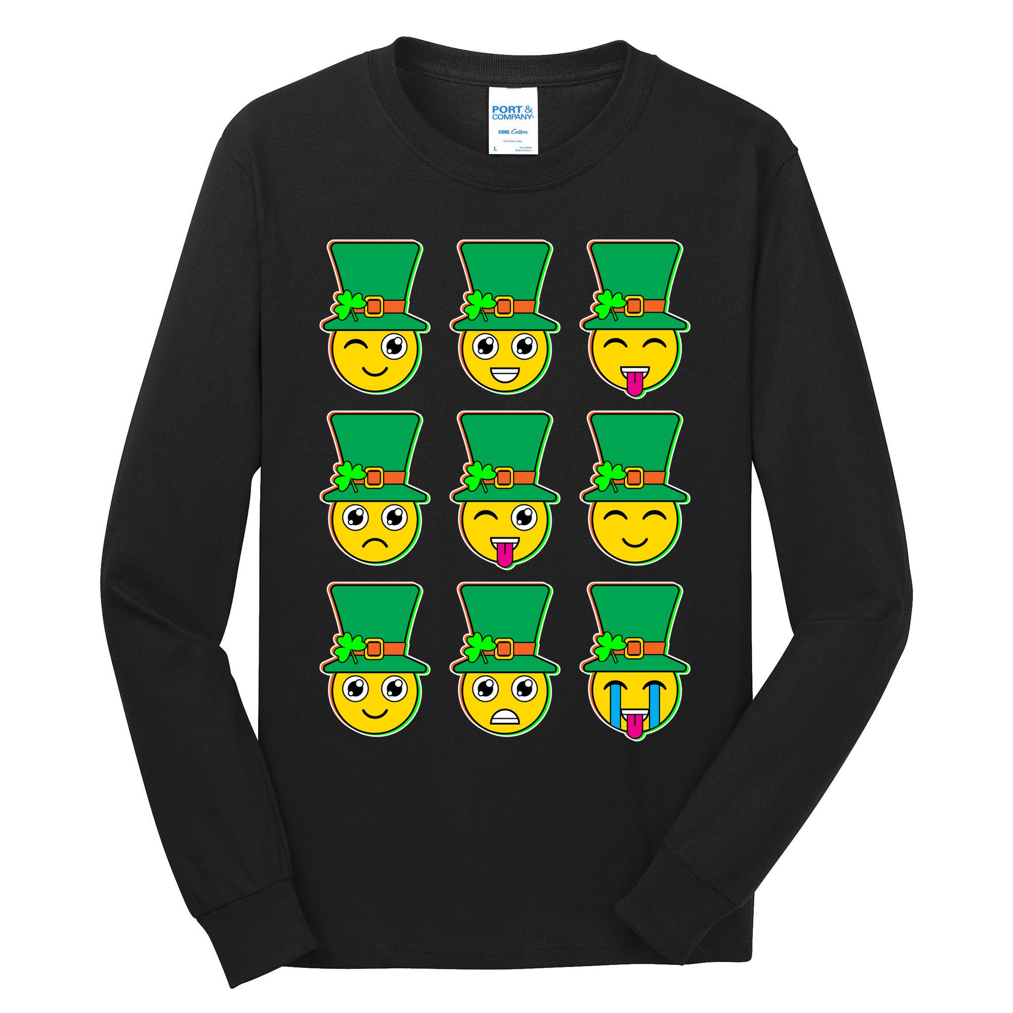 Funny St Patrick's Day Irish Emojis Tall Long Sleeve T-Shirt