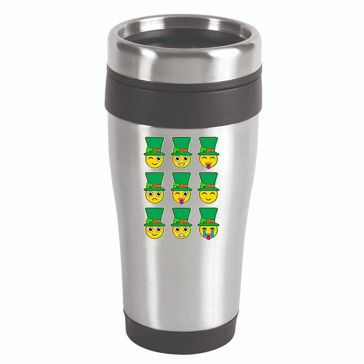 Funny St Patrick's Day Irish Emojis 16oz Travel Tumbler