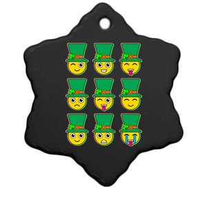 Funny St Patrick's Day Irish Emojis Ceramic Star Ornament