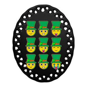 Funny St Patrick's Day Irish Emojis Ceramic Oval Ornament