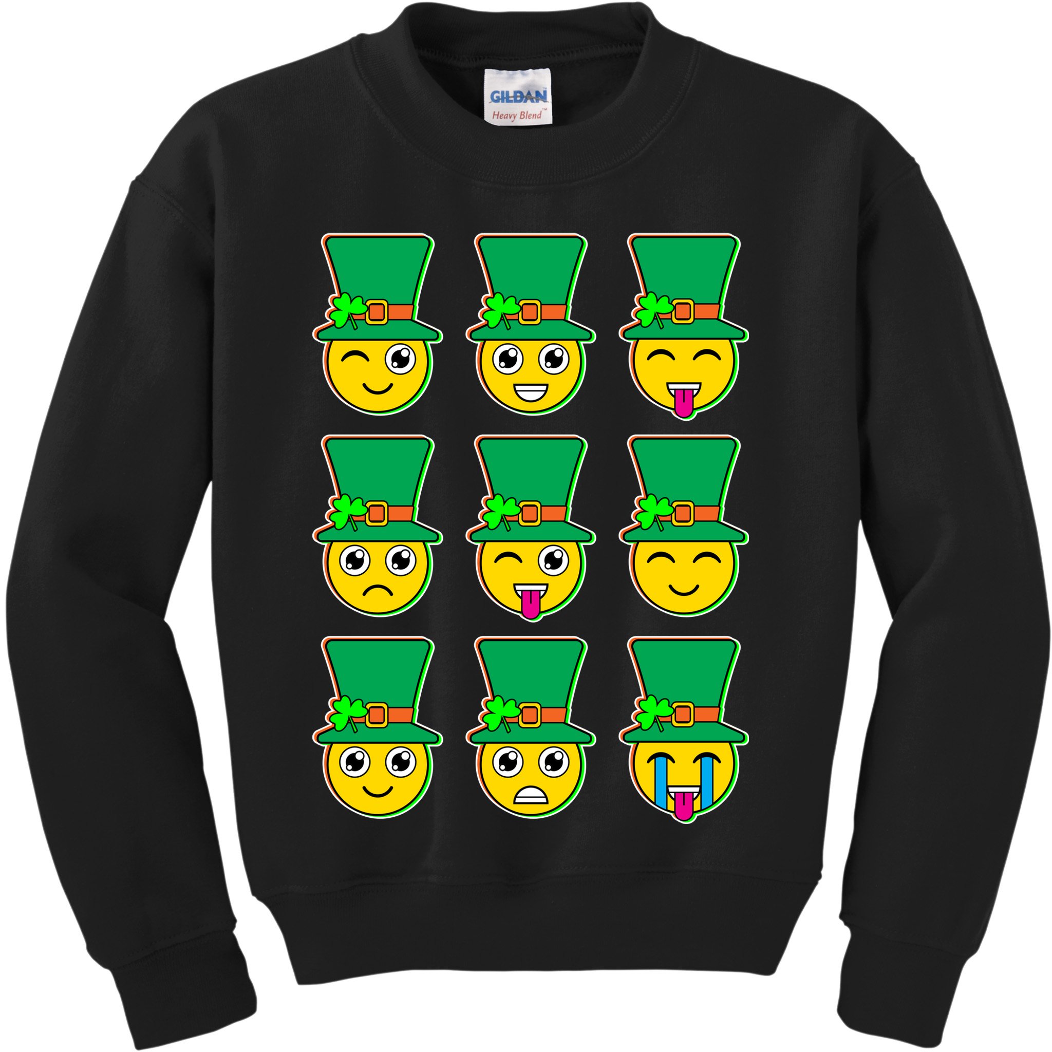 Funny St Patrick's Day Irish Emojis Kids Sweatshirt
