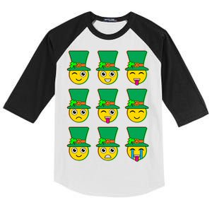 Funny St Patrick's Day Irish Emojis Kids Colorblock Raglan Jersey