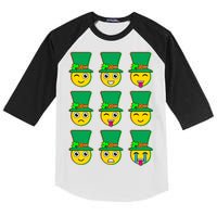 Funny St Patrick's Day Irish Emojis Kids Colorblock Raglan Jersey