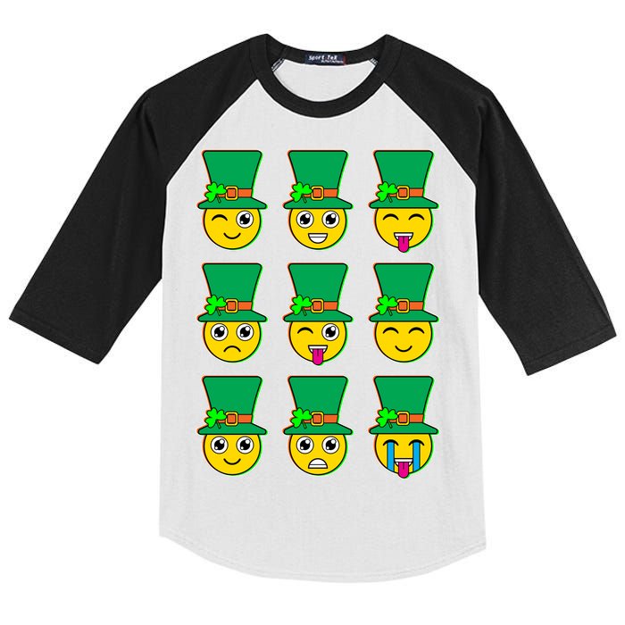 Funny St Patrick's Day Irish Emojis Kids Colorblock Raglan Jersey