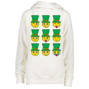 Funny St Patrick's Day Irish Emojis Womens Funnel Neck Pullover Hood