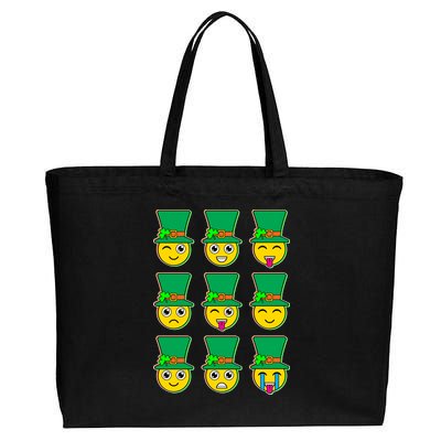 Funny St Patrick's Day Irish Emojis Cotton Canvas Jumbo Tote