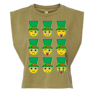 Funny St Patrick's Day Irish Emojis Garment-Dyed Women's Muscle Tee