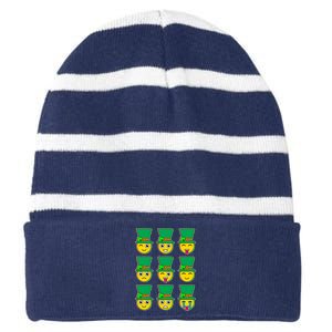 Funny St Patrick's Day Irish Emojis Striped Beanie with Solid Band