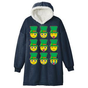 Funny St Patrick's Day Irish Emojis Hooded Wearable Blanket