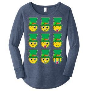 Funny St Patrick's Day Irish Emojis Women's Perfect Tri Tunic Long Sleeve Shirt