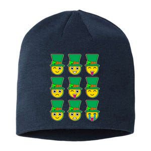 Funny St Patrick's Day Irish Emojis Sustainable Beanie