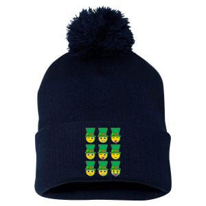 Funny St Patrick's Day Irish Emojis Pom Pom 12in Knit Beanie