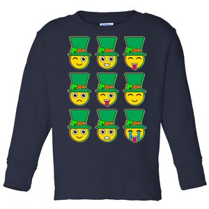 Funny St Patrick's Day Irish Emojis Toddler Long Sleeve Shirt