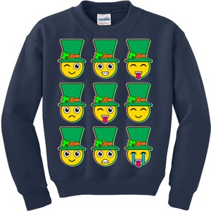 Funny St Patrick's Day Irish Emojis Kids Sweatshirt